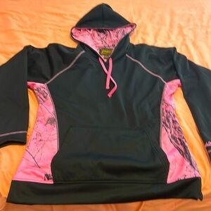 Women’s black with pink camo sweatshirt size large